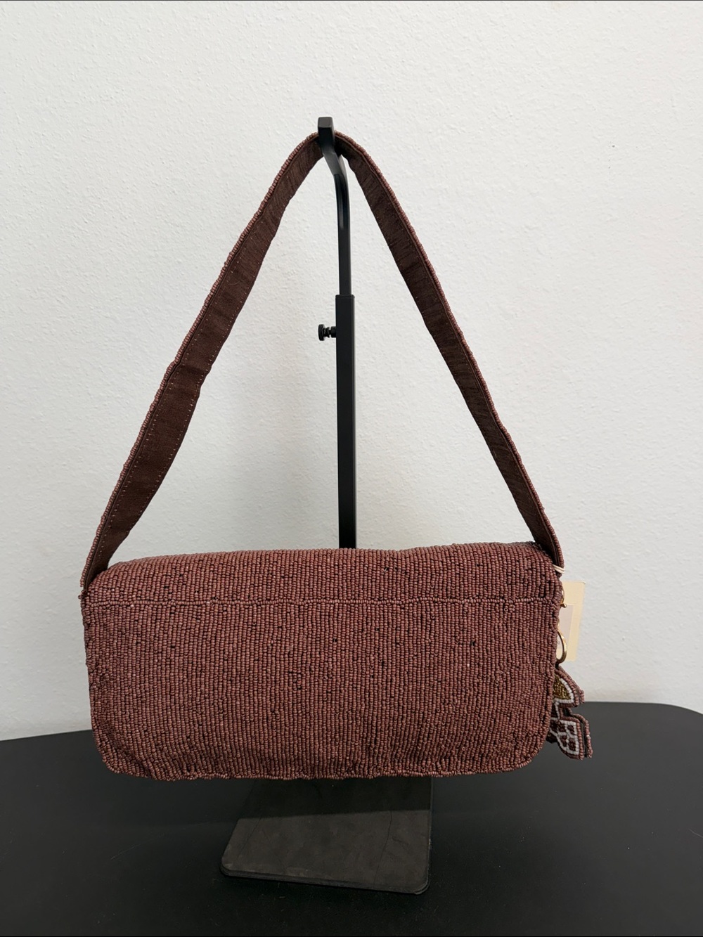 Sol and Mer | Fall Football Chocolate Brown Beaded Bag w/ Matching Bag Charm 🏈🍂 - Picture 6 of 14